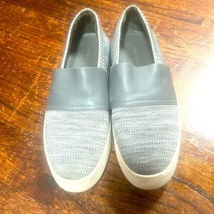 Vince leather & fabric gray platform sneakers womans size 8 comfortable modern